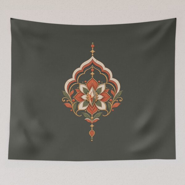 Item preview, Brick Lotus Terracotta Geometric Floral Art designed and sold by StoneOak.