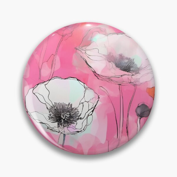 Item preview, PINK POPPY V001 Peach Rose Blush Pen Pencil Ink Watercolor Art Print Party Decoration~Baby/Bridal/Wedding/Birthday Gift Favor designed and sold by Spinning Plates 360.