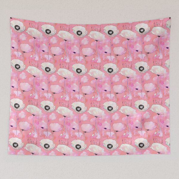 Item preview, PINK POPPY V002 Peach Rose Blush Pen Pencil Ink Watercolor Art Print Party Decoration~Baby/Bridal/Wedding/Birthday Gift Favor designed and sold by Spinning Plates 360.