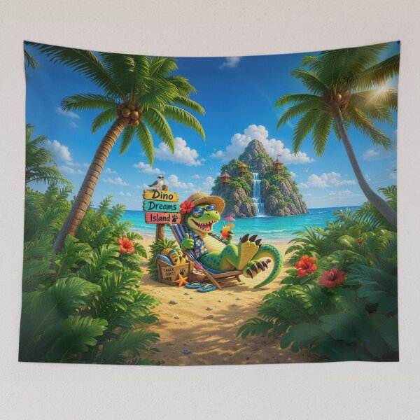 Item preview, Dino Dreams Island – Tropical Vacation Dinosaur designed and sold by Ray's Photos & Art.