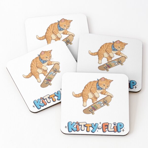 Item preview, Cute Cat Skateboarding - Kitty-Flip Art designed and sold by cutbeastfactory.