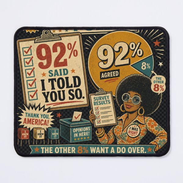Item preview, 92% Said I Told You So | Funny Retro Poll Satire designed and sold by The People’s Punchline.
