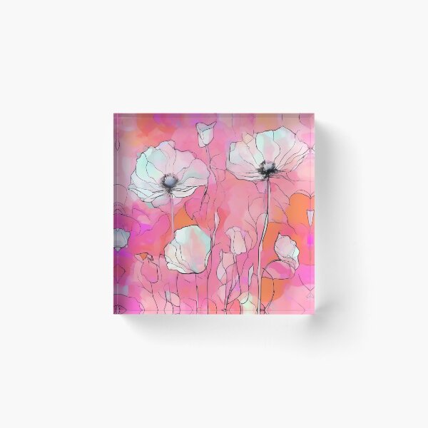 Item preview, PINK POPPY V010 Peach Rose Blush Pen Pencil Ink Watercolor Art Print Party Decoration~Baby/Bridal/Wedding/Birthday Gift Favor designed and sold by Spinning Plates 360.