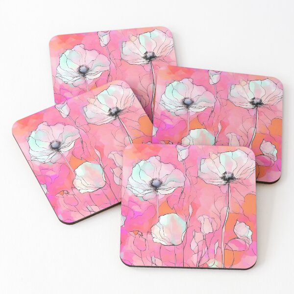 Item preview, PINK POPPY V010 Peach Rose Blush Pen Pencil Ink Watercolor Art Print Party Decoration~Baby/Bridal/Wedding/Birthday Gift Favor designed and sold by Spinning Plates 360.