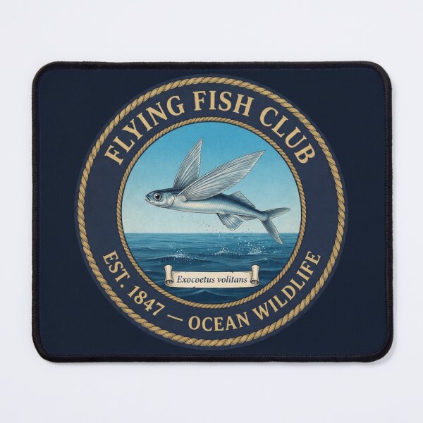 Item preview, Flying Fish Club Vintage Badge Ocean Wildlife Art designed and sold by CalmCapy Co.