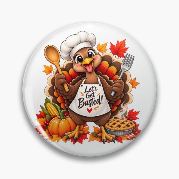 Item preview, Cute Funny Thanksgiving Turkey Chef Let’s Get Basted designed and sold by TinyWeird.