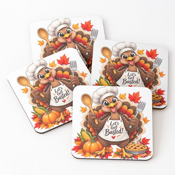 Item preview, Cute Funny Thanksgiving Turkey Chef Let’s Get Basted designed and sold by TinyWeird.