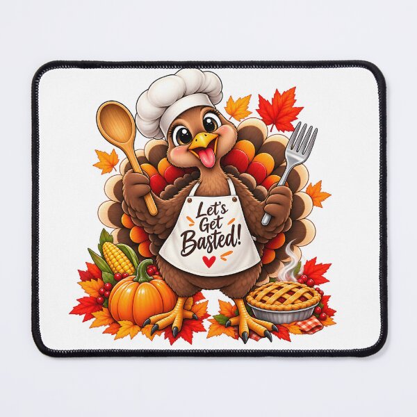 Item preview, Cute Funny Thanksgiving Turkey Chef Let’s Get Basted designed and sold by TinyWeird.