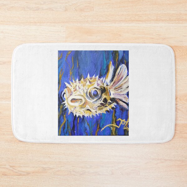 Item preview, Golden Impasto Pufferfish Deep Sea Painting designed and sold by Sapphirajorie.