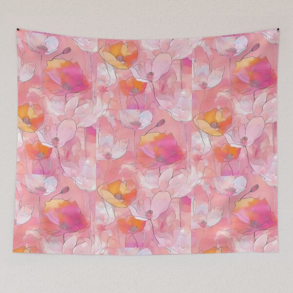 Item preview, PINK POPPY V006 Peach Rose Blush Pen Pencil Ink Watercolor Art Print Party Decoration~Baby/Bridal/Wedding/Birthday Gift Favor designed and sold by Spinning Plates 360.