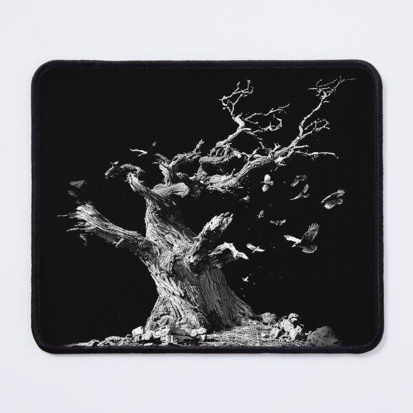 Item preview, Ancient Dead Tree with Ravens Black and White Gothic Nature Art designed and sold by inkoutninja.