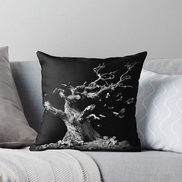 Item preview, Ancient Dead Tree with Ravens Black and White Gothic Nature Art designed and sold by inkoutninja.