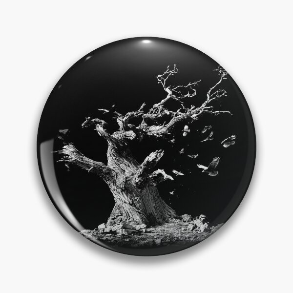 Item preview, Ancient Dead Tree with Ravens Black and White Gothic Nature Art designed and sold by inkoutninja.