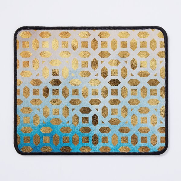 Item preview, Exotic Golden Hues Moroccan Geometric Pattern on Blue Background designed and sold by DEC02.
