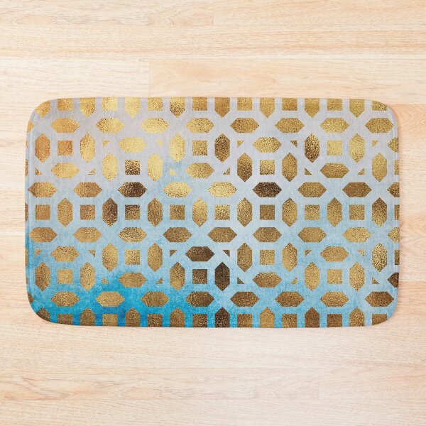 Item preview, Exotic Golden Hues Moroccan Geometric Pattern on Blue Background designed and sold by DEC02.