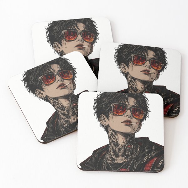 Item preview, Cyberpunk Tattooed Rebel – Dark Anime Streetwear designed and sold by ADCreativeprint.