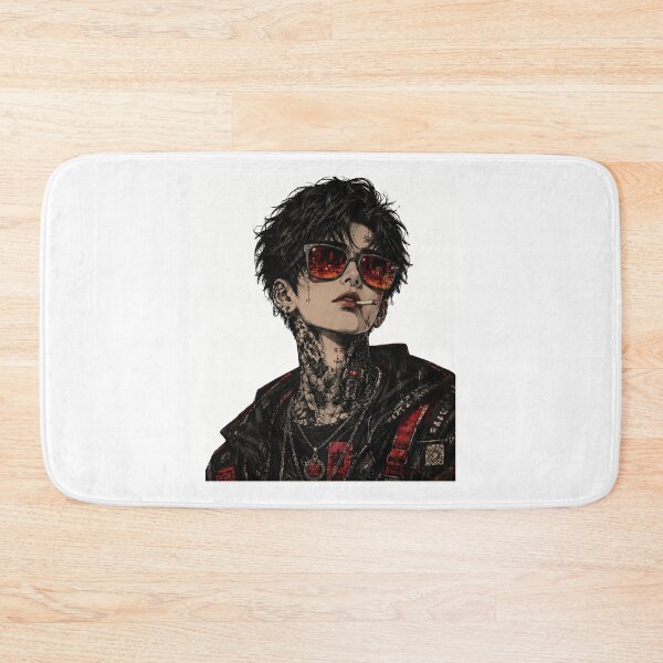 Item preview, Cyberpunk Tattooed Rebel – Dark Anime Streetwear designed and sold by ADCreativeprint.
