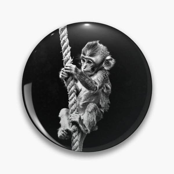 Item preview, Baby Monkey Climbing Rope Black and White Cute Primate Animal Art Design designed and sold by inkoutninja.
