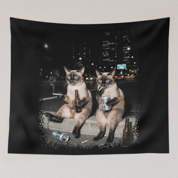 Item preview, Funny Siamese Cats Drinking Smoking Party designed and sold by CharlieConon.