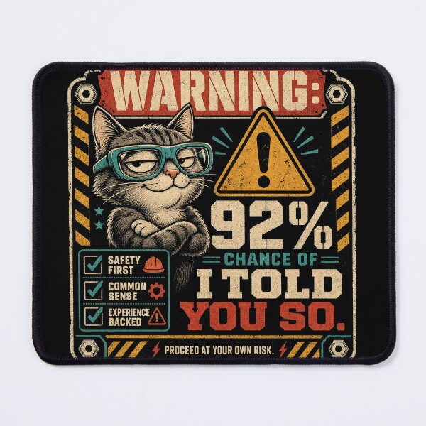 Item preview, 92% Said I Told You So | 100% Chance of Consequences, smug cat designed and sold by The People’s Punchline.