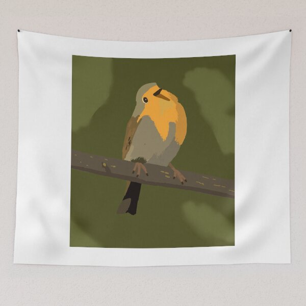 Item preview, Minimalist Green Forest Robin Illustration designed and sold by Sapphirajorie.