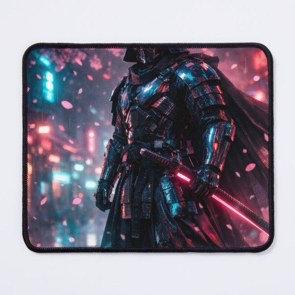 Item preview, Cyber Samurai Night | Futuristic Japanese Warrior Illustration | Neon Tokyo Cyberpunk Aesthetic for Bold Wall Art designed and sold by PaintedPixels01.