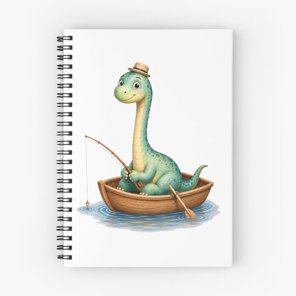 Item preview, Cute Long-Neck Dinosaur Fishing in a Rowboat designed and sold by FunscapeHQ.