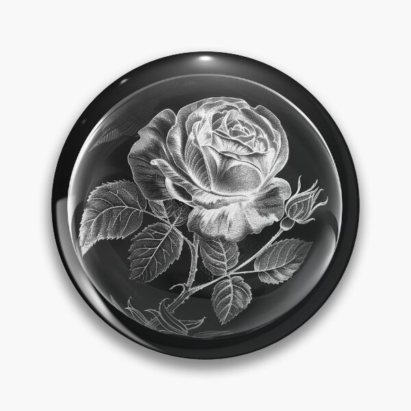 Item preview, Rose in Crystal Orb Black and White Botanical Floral Art Design designed and sold by inkoutninja.