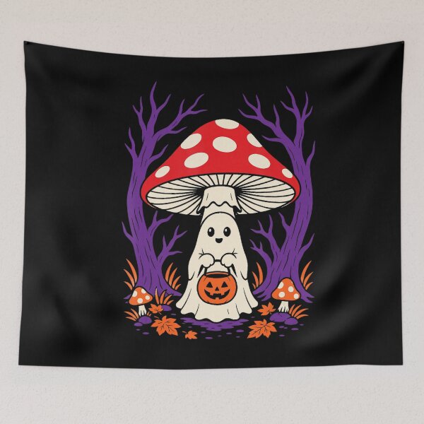 Item preview, Cute Halloween Ghost Under Mushroom Trick or Treat designed and sold by VioletNance.
