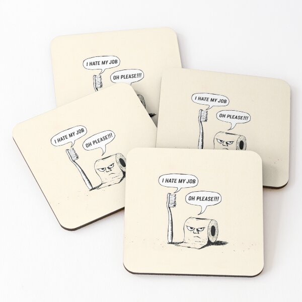 Item preview, Funny Bathroom Art – Toothbrush “I Hate My Job” & Toilet Paper “Oh Please” Design designed and sold by The People’s Punchline.