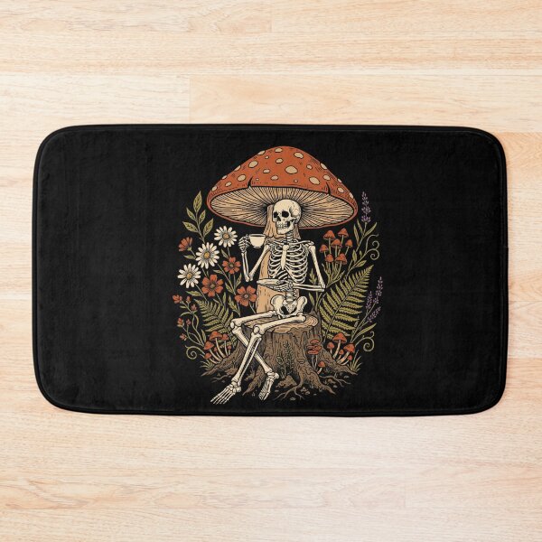 Item preview, Skeleton Drinking Tea Mushroom Cottagecore Art designed and sold by VioletNance.