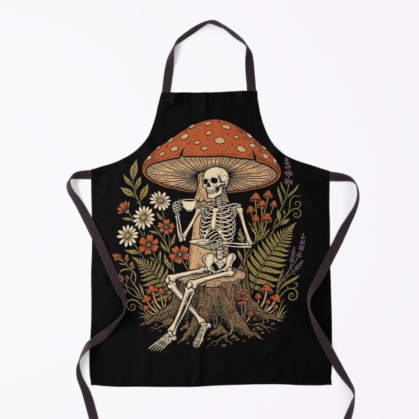 Item preview, Skeleton Drinking Tea Mushroom Cottagecore Art designed and sold by VioletNance.