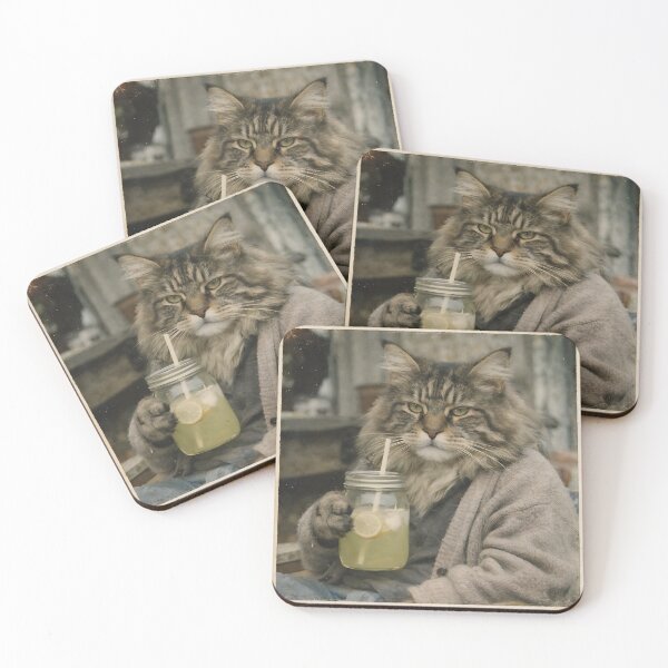 Item preview, Cat Drinking Lemonade Wall Art | Refreshing Feline Summer Portrait with a Glass of Lemonade | Retro Photography Aesthetic Vintage Print designed and sold by PaintedPixels01.