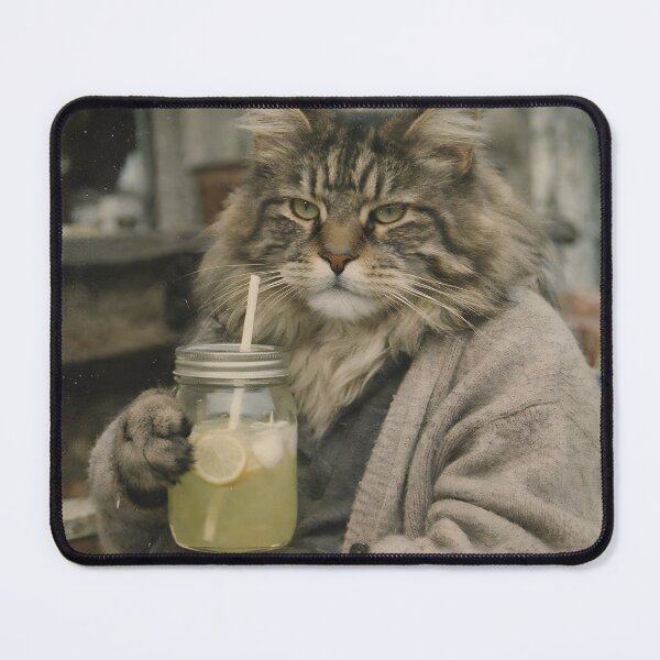 Item preview, Cat Drinking Lemonade Wall Art | Refreshing Feline Summer Portrait with a Glass of Lemonade | Retro Photography Aesthetic Vintage Print designed and sold by PaintedPixels01.