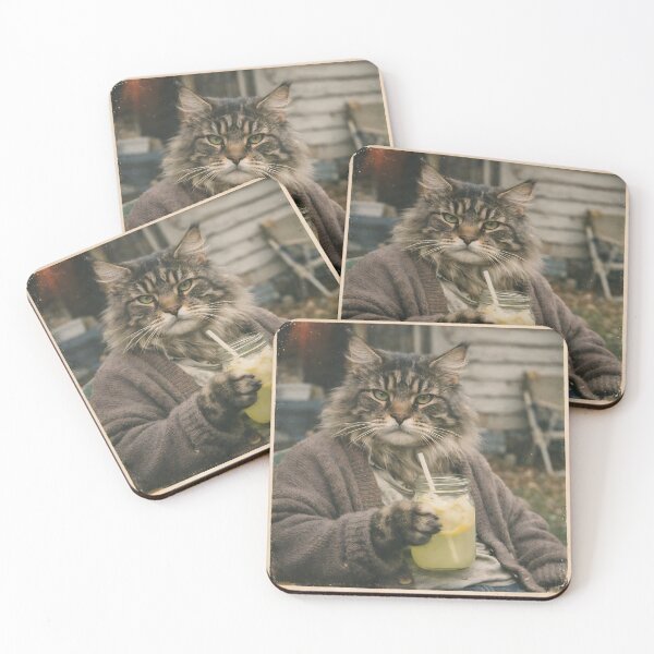 Item preview, Cat Drinking Lemonade Wall Art | Refreshing Feline Summer Portrait with a Glass of Lemonade | Retro Photography Aesthetic Vintage Print designed and sold by PaintedPixels01.