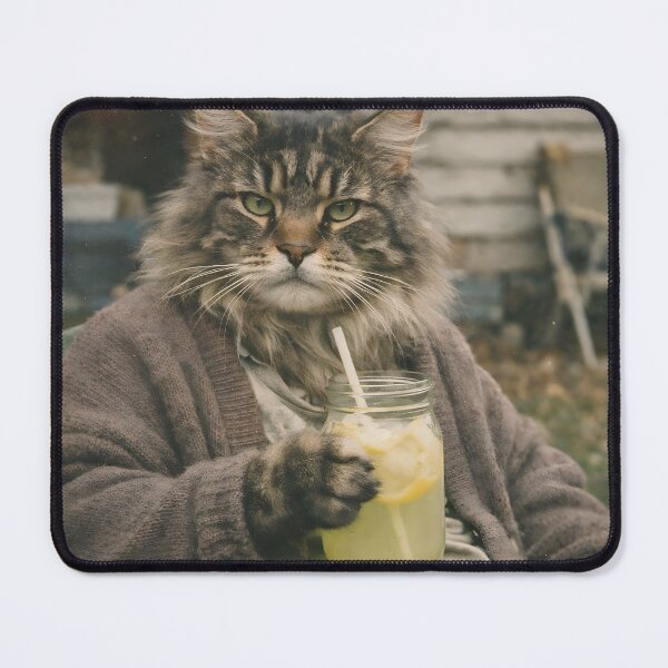 Item preview, Cat Drinking Lemonade Wall Art | Refreshing Feline Summer Portrait with a Glass of Lemonade | Retro Photography Aesthetic Vintage Print designed and sold by PaintedPixels01.