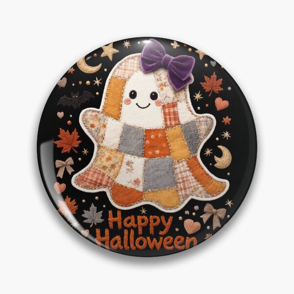 Item preview, Cute Patchwork Ghost Halloween Girl with Purple Bow designed and sold by Zizo-DR44.