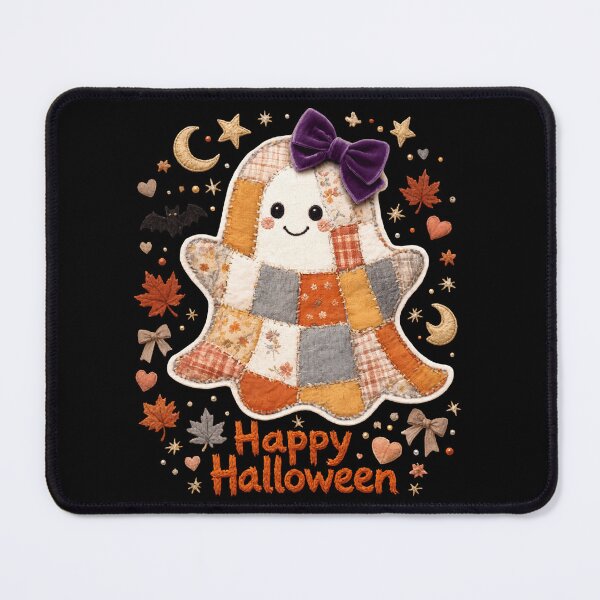 Item preview, Cute Patchwork Ghost Halloween Girl with Purple Bow designed and sold by Zizo-DR44.