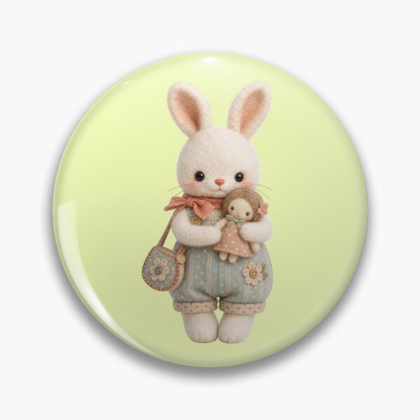 Item preview, Cute bunny with doll and polka-dotted overalls designed and sold by Mauswohn.