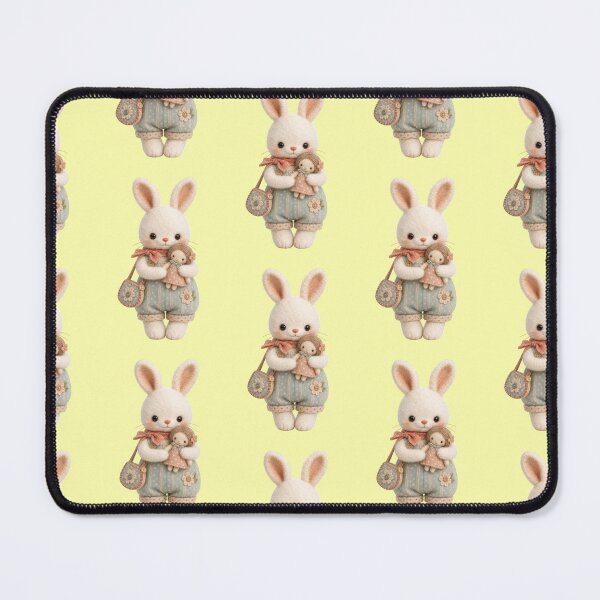 Item preview, Cute bunny with doll and polka-dotted overalls designed and sold by Mauswohn.