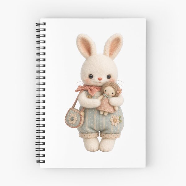 Item preview, Cute bunny with doll and polka-dotted overalls designed and sold by Mauswohn.