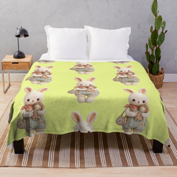 Item preview, Cute bunny with doll and polka-dotted overalls designed and sold by Mauswohn.