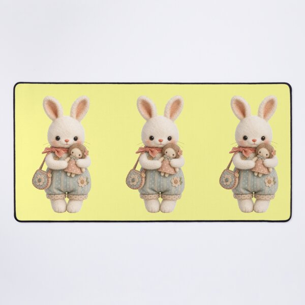 Item preview, Cute bunny with doll and polka-dotted overalls designed and sold by Mauswohn.