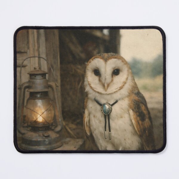 Item preview, Owl with a Vintage Lamp Wall Art | Wise Woodland Bird in a Cozy Illuminated Setting | Retro Photography Aesthetic Nostalgic Print designed and sold by PaintedPixels01.