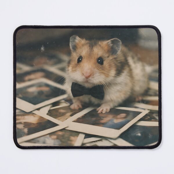 Item preview, Rat in Bow Tie Looking at an Old Photograph Wall Art | Nostalgic Rodent Portrait | Retro Photography Aesthetic Vintage Memory Print designed and sold by PaintedPixels01.