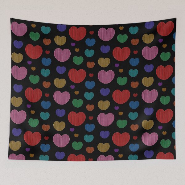 Item preview, Colorful Hand Drawn Hearts Pattern Aesthetic Cute Love Art designed and sold by ubborn.