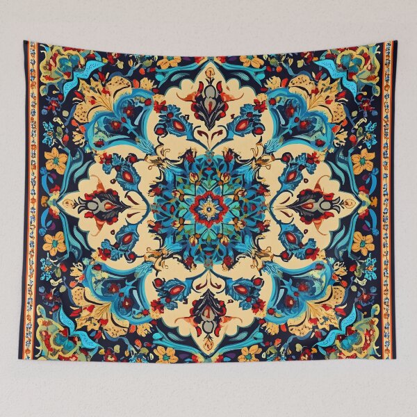 Item preview, Diseño en tonos azules y tierra inspirado en alfombras persas vintage designed and sold by DEC02.