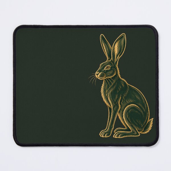 Item preview, Stylish Hare In Dark Green And Warm Orche Autumn Vintage Decor designed and sold by TheSlowShore.