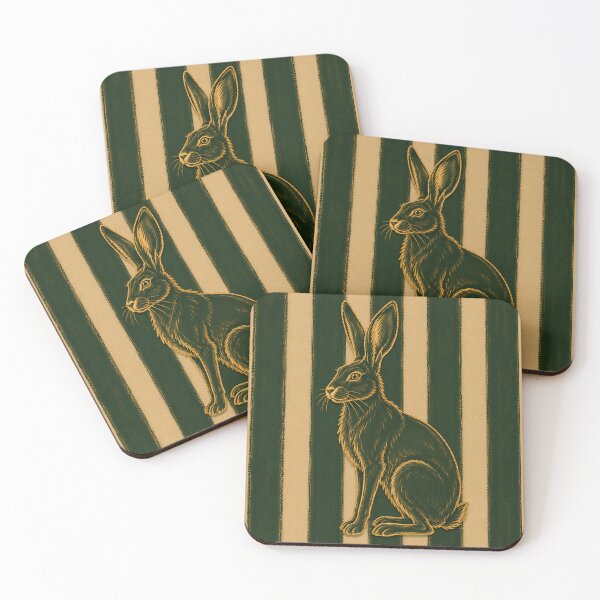 Item preview, Stylish Hare In Dark Green And Warm Orche Autumn Vintage Decor designed and sold by TheSlowShore.