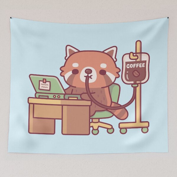 Item preview, Funny Red Panda On Coffee Drip IV Bag At Work designed and sold by rustydoodle.